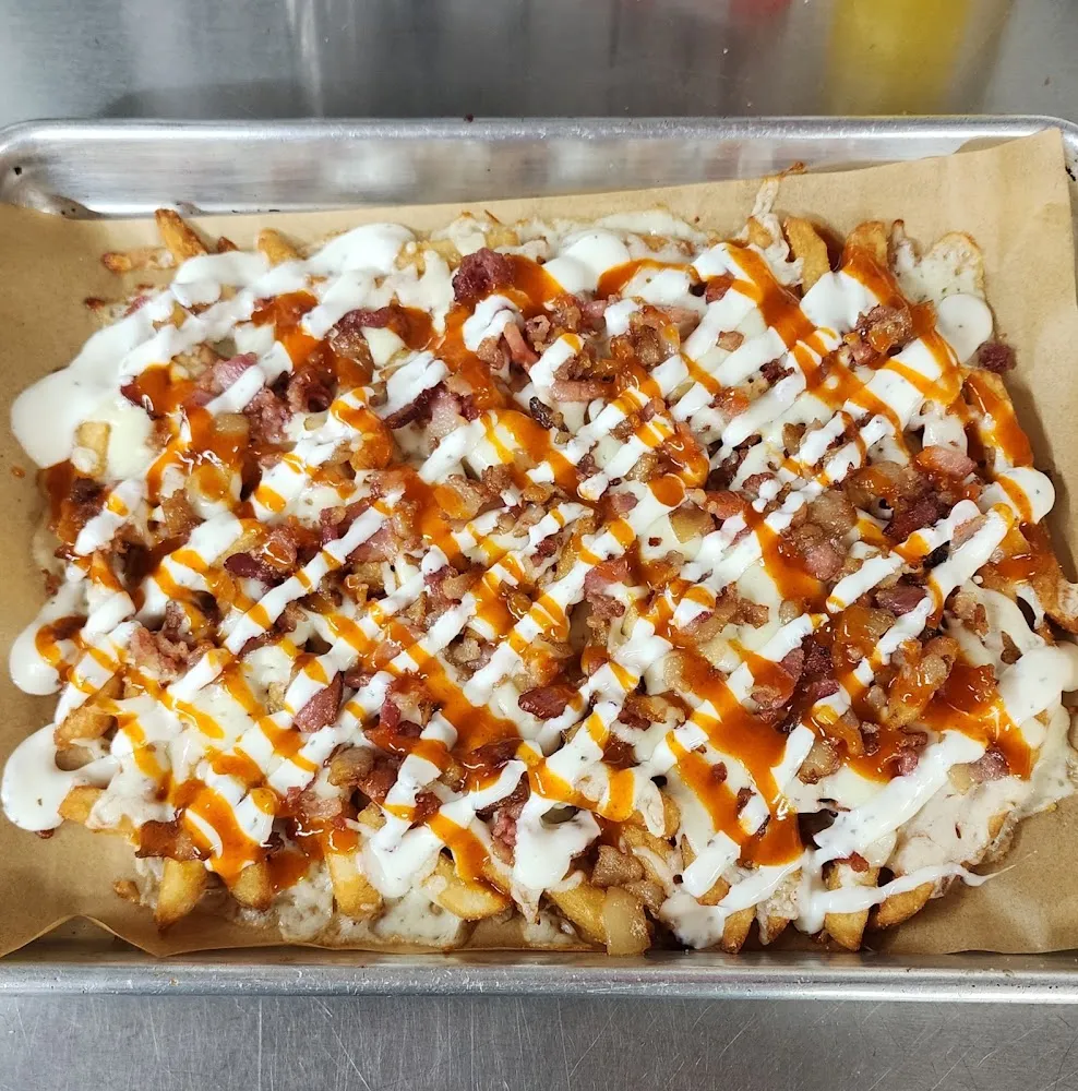 Buffalo Ranch Fries with Cheese and Bacon